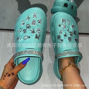 Summer Amazon hole shoes fashion Diamond Belt shoes flower outer wear cross-border platform casual plus size women's shoes sandals
