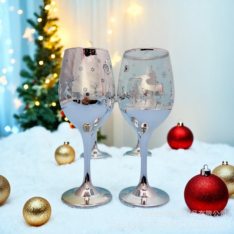 メーカー卸売ファッションクリエイティブクリスマスワイングラス手作りガラスゴブレット赤ワイングラスガラスワインセット|undefined