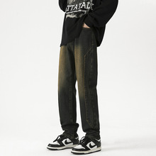 vibe牛仔裤2025新款男春高街复古宽松版加长高个子直筒牛仔长裤子