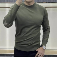 春秋季时尚简约圆领针织衫毛衣男士弹力修身舒适柔软百搭长袖打底