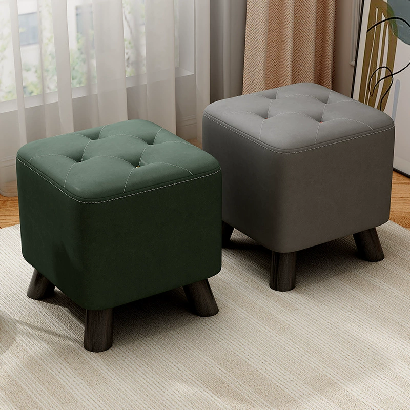 Маленький табурет для гостиной, высококачественный бытовой низкий табурет, диванный табурет, скамейка из цельного дерева, квадратный табурет, который не уставает после длительного сидения, прочный табурет для смены обуви.