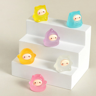Cartoon Luminous Ghost Stereo Cute Doll Decoration Accessories Desktop Car Mini Micro Landscape Creative Ornaments
