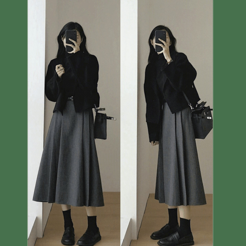 フランス風の気質の毛は上着の女性の秋冬の2024の新型のデザイン感の中で長いタイプの高腰が見えて痩せています。|undefined