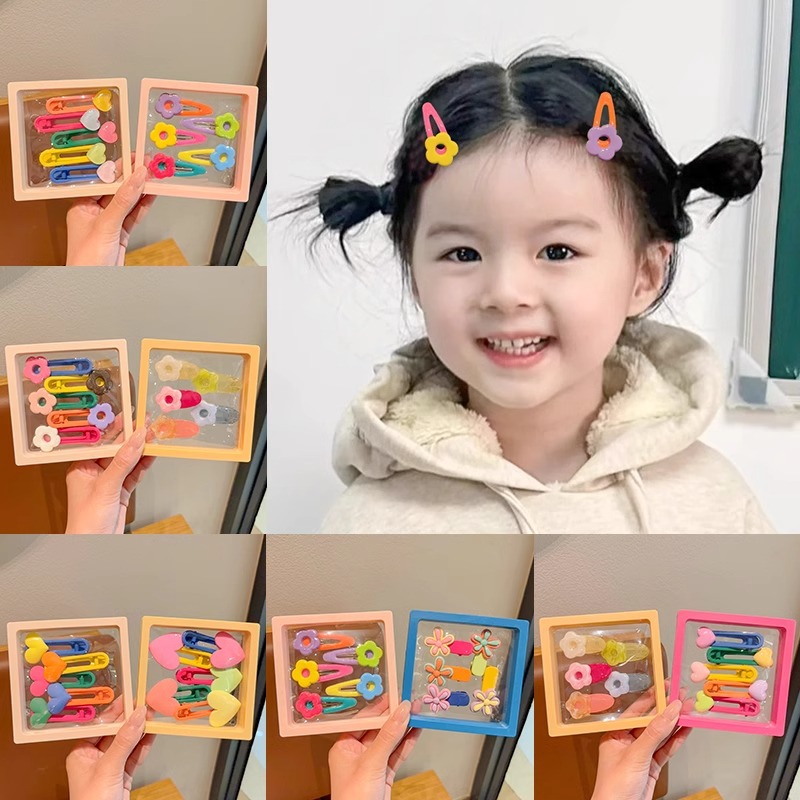 Los niños del color caramelo lindo flor amor horquilla 2024 nuevas niñas lado Bangs clip tocado horquilla rota