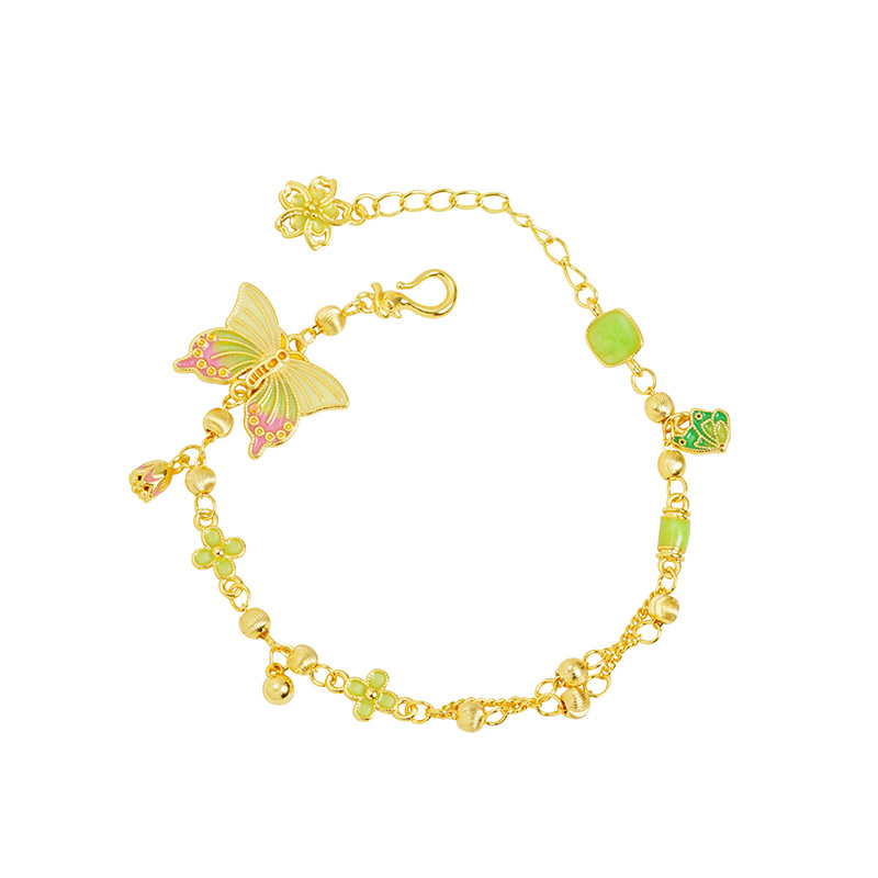 Vietnam oro oro esmalte retro mariposa color pulsera de flores palacio viento no se desvanece joyas fuente al por mayor