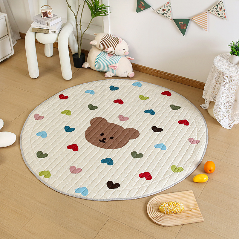 Cross-Border Ins Style Cotton Toy Invisible Storage Floor Mat Round Children's Non-Slip Cartoon Mat Game Mat Available for Wholesale