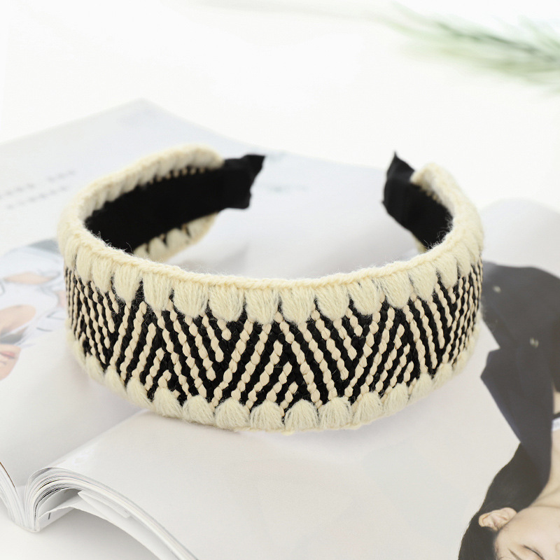 Cross-border New Arrival Hair Accessories Women's Korean Style Internet Celebrity Same Style Elegant Straw Headband Simple Edge Covered Flat Headband F639 display picture 6