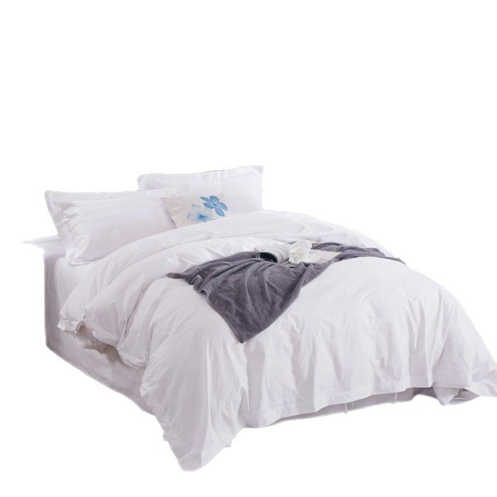 Tejido poliéster completo de cuatro piezas proceso de molienda de carbono resistente al lavado resistente al desgaste fábrica de ropa de cama de hotel al por mayor tela de hotel