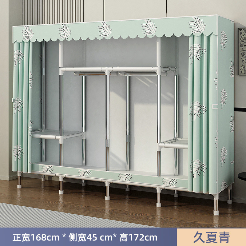 简易衣柜家用卧室组装全钢架加粗加厚布衣柜结实耐用出租房收纳橱|undefined