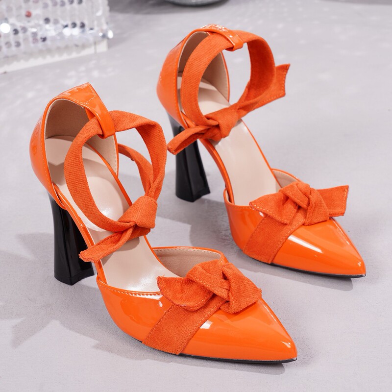 French Kitten Heel High Heels Pointed Toe Sandals Fairy Shoes 2025 Summer Elegant Floral Matching Dress Bow