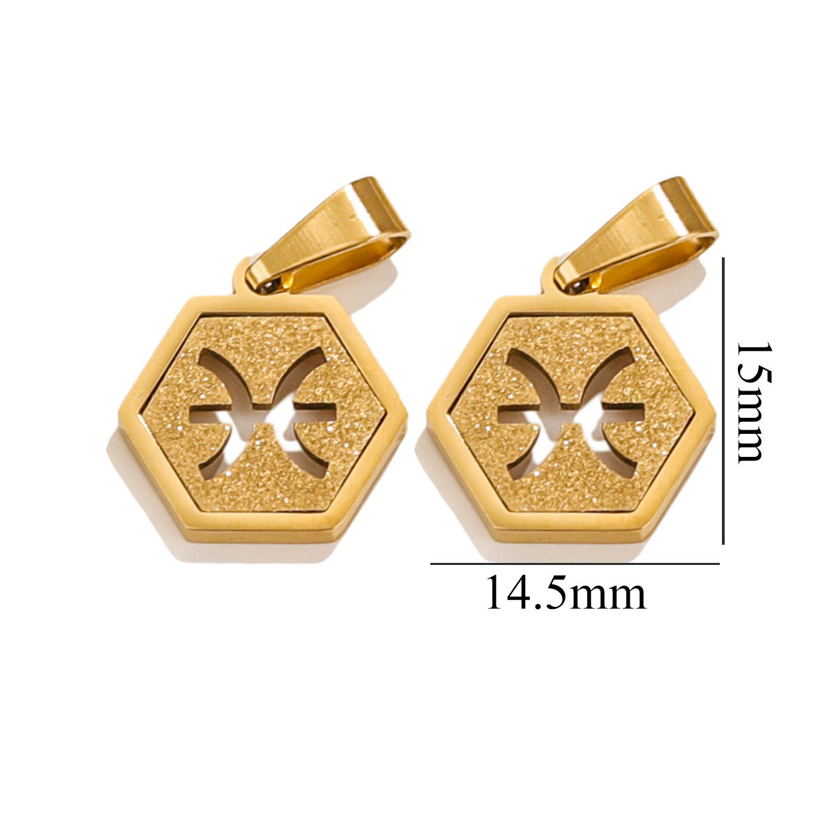 Hexagonal cuadrado europeo y americano arena de prensado de acero inoxidable 18K 12 colgante de constelación diseño de personalidad joyería DIY popular