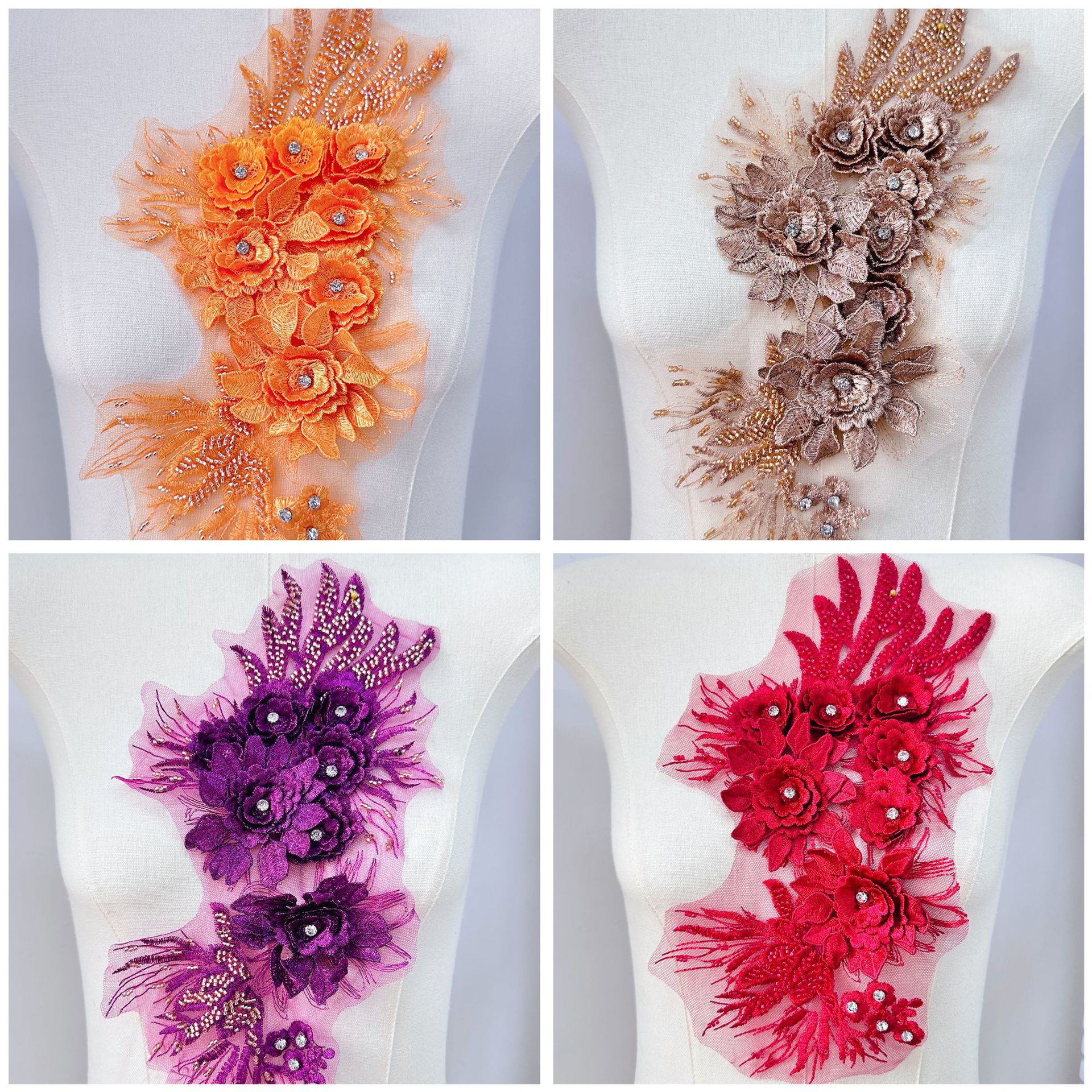 Nuevo bordado de malla, pegatinas de tela con cuentas, decoración de vestidos de novia, pegatinas de parche de flores, accesorios de ropa de bricolaje, ventas directas de fábrica