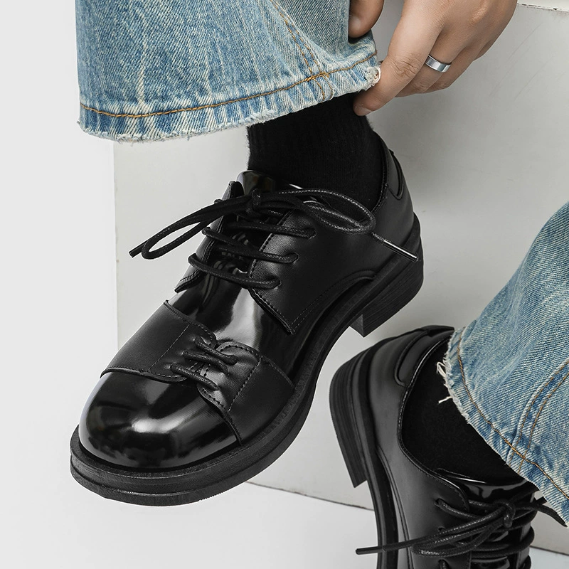 Мужские кожаные туфли летние лоферы 2025 британские деловые классические дерби модные британские маленькие кожаные туфли оптом