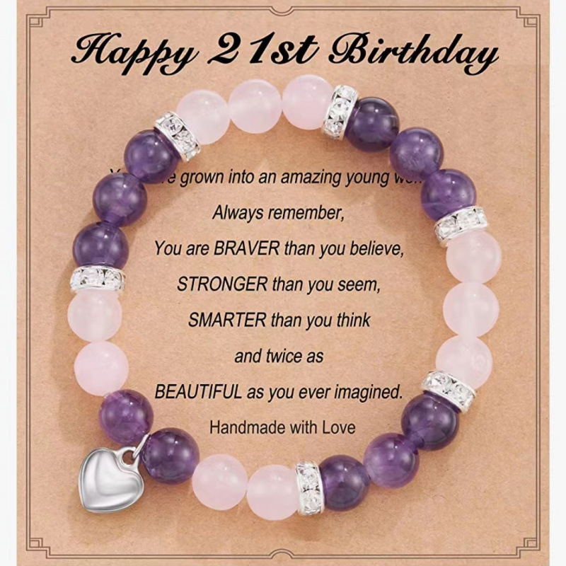 Pink Crystal Purple Jade Bracelet with White Diamond Spacer Beads 8mm Crystal Women's Gift Bracelet Pink Crystal Heart Pendant Bracelet Pink Crystal Purple Jade Bracelet with White Diamond Spacer Beads 8mm Crystal Women's Gift Bracelet Pink Crystal Heart Pendant Bracelet