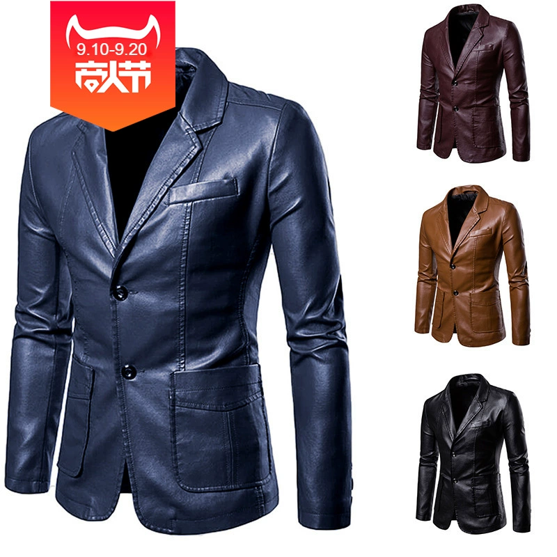 Кожаная повседневная куртка 2022 года в корейском стиле, модная, свободного кроя, стильная, с отложным воротником, весенне-осенняя одежда, кожаная куртка JK25, рабочая одежда.