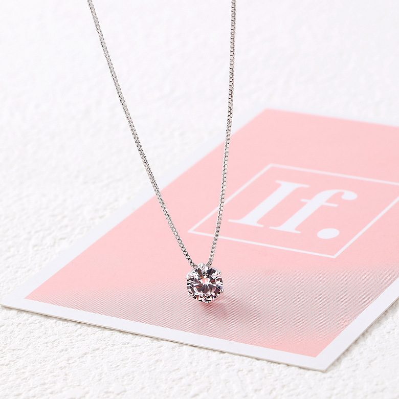 same Style Single Diamond Necklace, Women's Collarbone Chain, Korean Version, Popular Among Students,_voghion.com