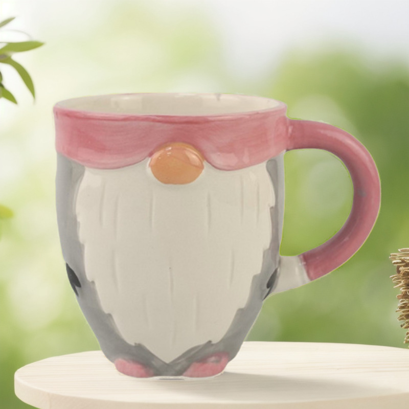 Taza de cerámica de Navidad Taza de cerámica de Navidad Taza de cerámica de relieve Papá Noel Taza de cerámica de porcelana blanca Taza de agua de alto valor