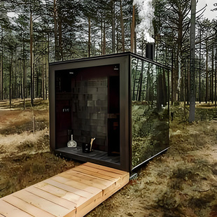 Square Solid Wood Steam Room, Electric Sauna, Ironwood/Red Cedar, Health Cabin