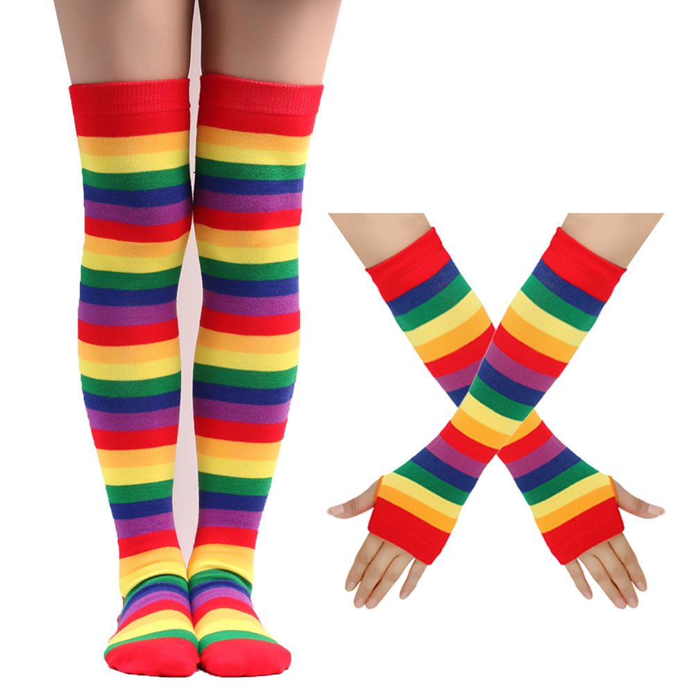 Unisex Casual Rainbow Polyester Cotton Over The Knee Socks 1 Set display picture 5