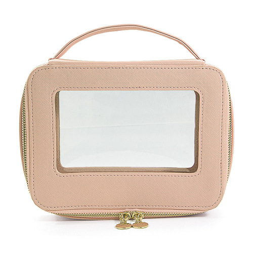 Portable cosmetic case  new style texture pu multi-functional large capacity brand gift cosmetic bag