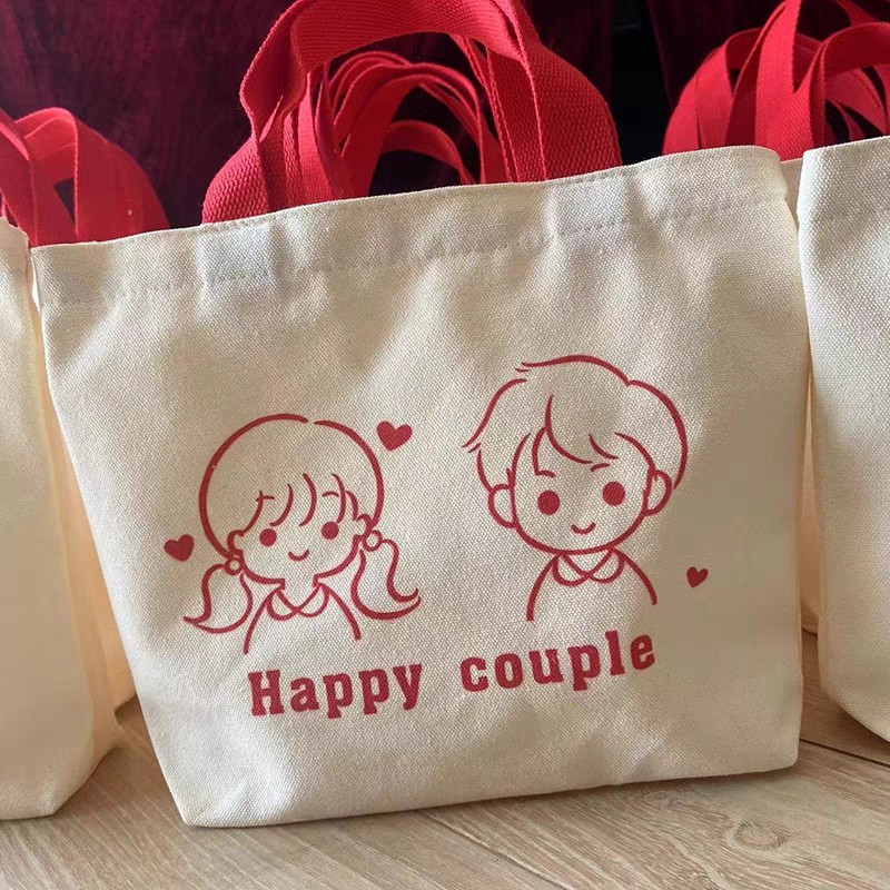 ウェディングキャンディキャンバスバッグ卸売新婚キャンディキャンバスバッグ結婚式の記念品はロゴを印刷できます|undefined