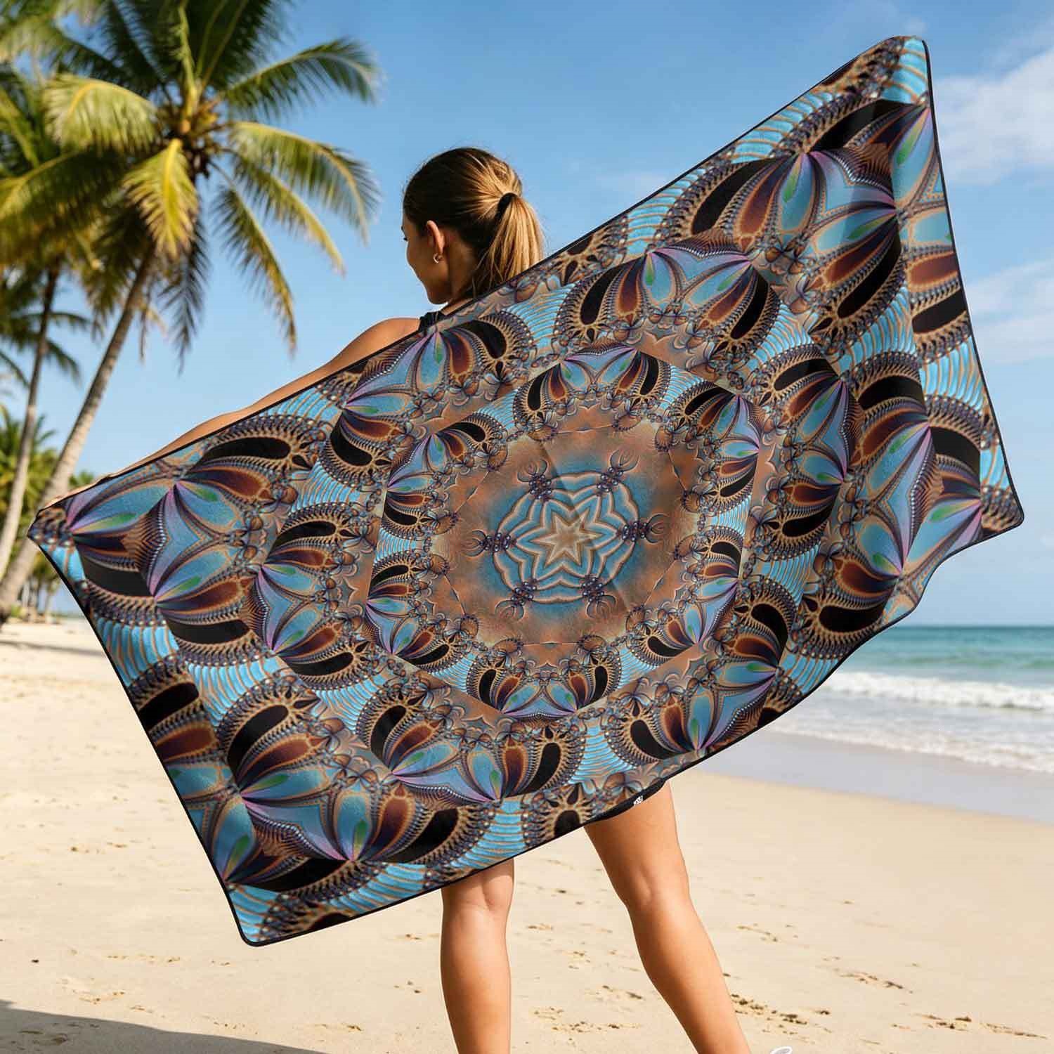 Geometric Bath Towel Car Seat Cover 2-in-1 Microfiber Outdoor Beach Car Dual-Use Universal Seat Cushion