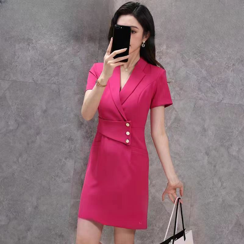 高端西装连衣裙女夏季气质小个子美容师职业装前台工装医美工作服