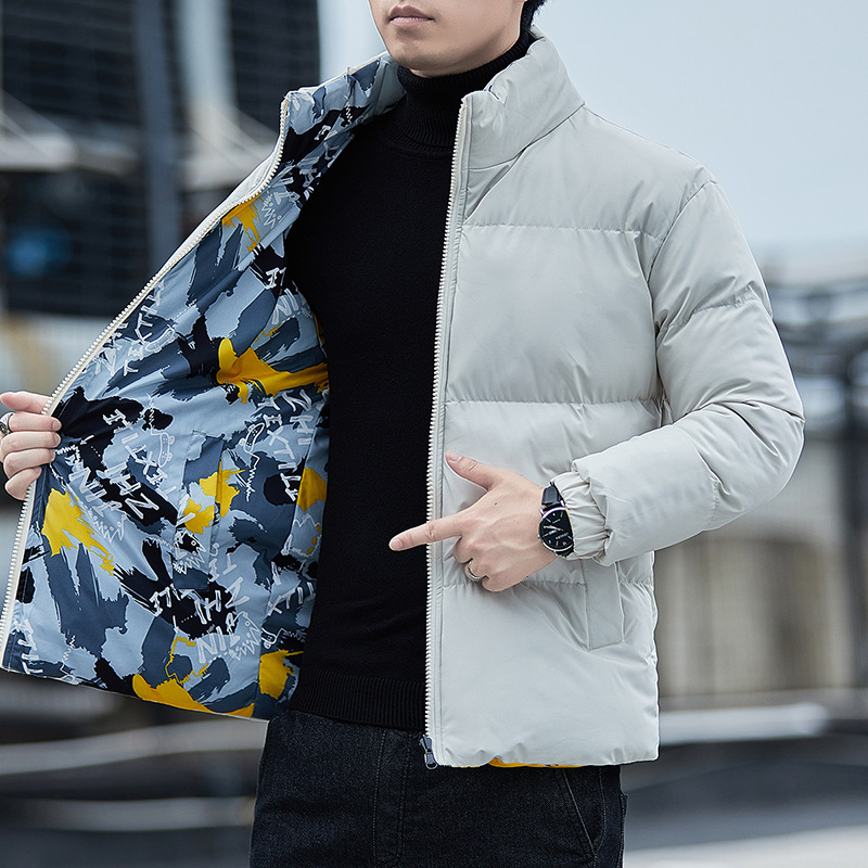 2021 Invierno nuevo desgaste de doble cara moda Delgado guapo abrigo de algodón acolchado engrosado abrigo de algodón acolchado para hombres