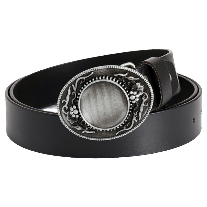 Leather design men's quality belt flower-shaped