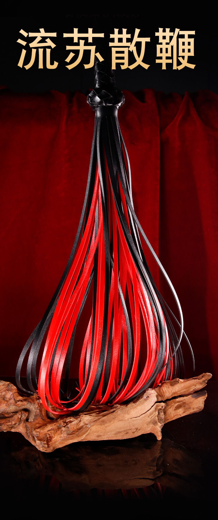 Leather Whip with Handcuffs and Nipple Clamps, Black Adult Couple Sensory Play Set — detail image 18