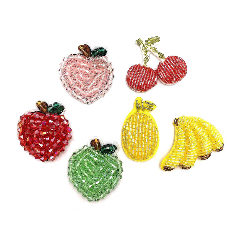 厂家各行业现货 钉珠苹果樱桃香蕉布贴卡通发夹配件服装辅料