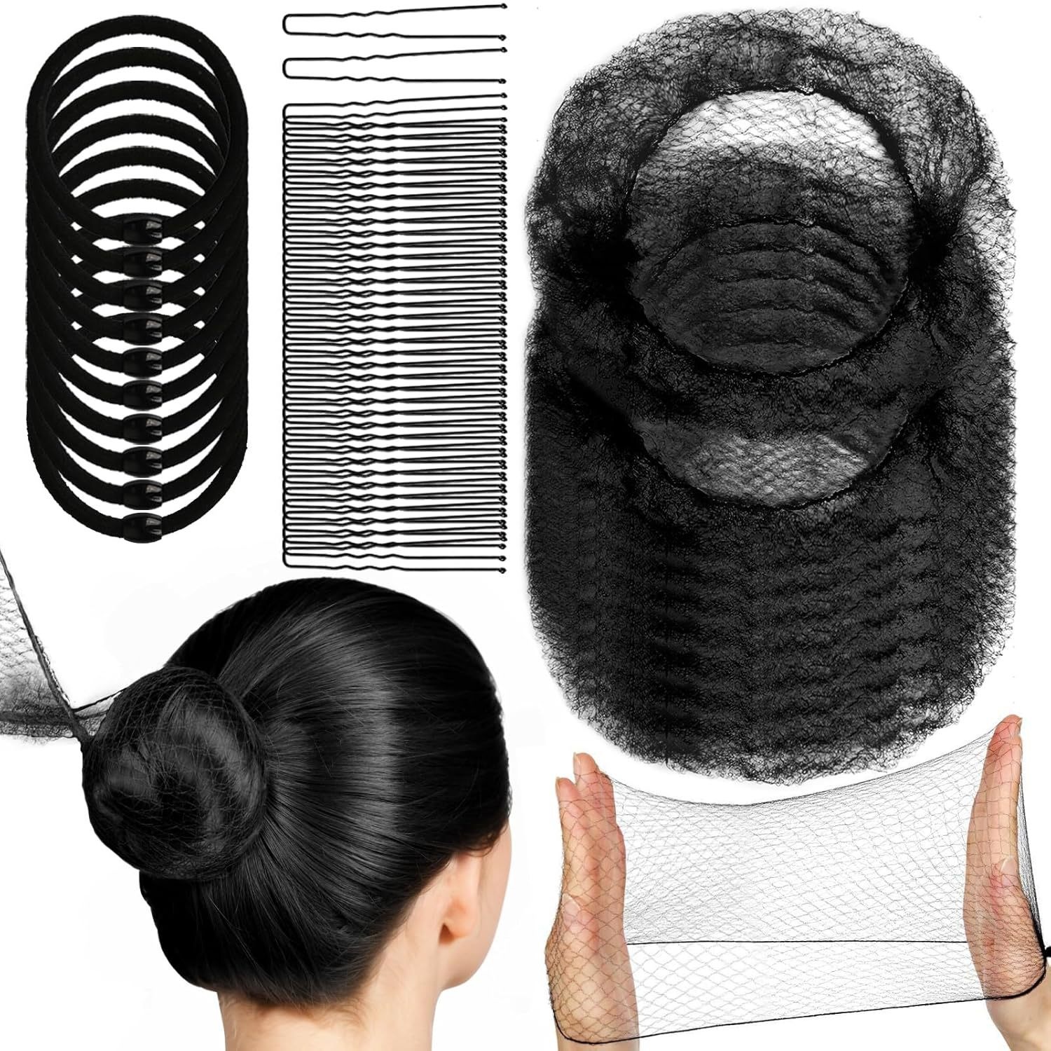 Invisible Hair Net Wholesale Black Ultra-Fine Net for Photo Studios and Film Shoots, Suitable for Nurses, Flight Attendants, Children's Dance, High Elasticity Fine Net