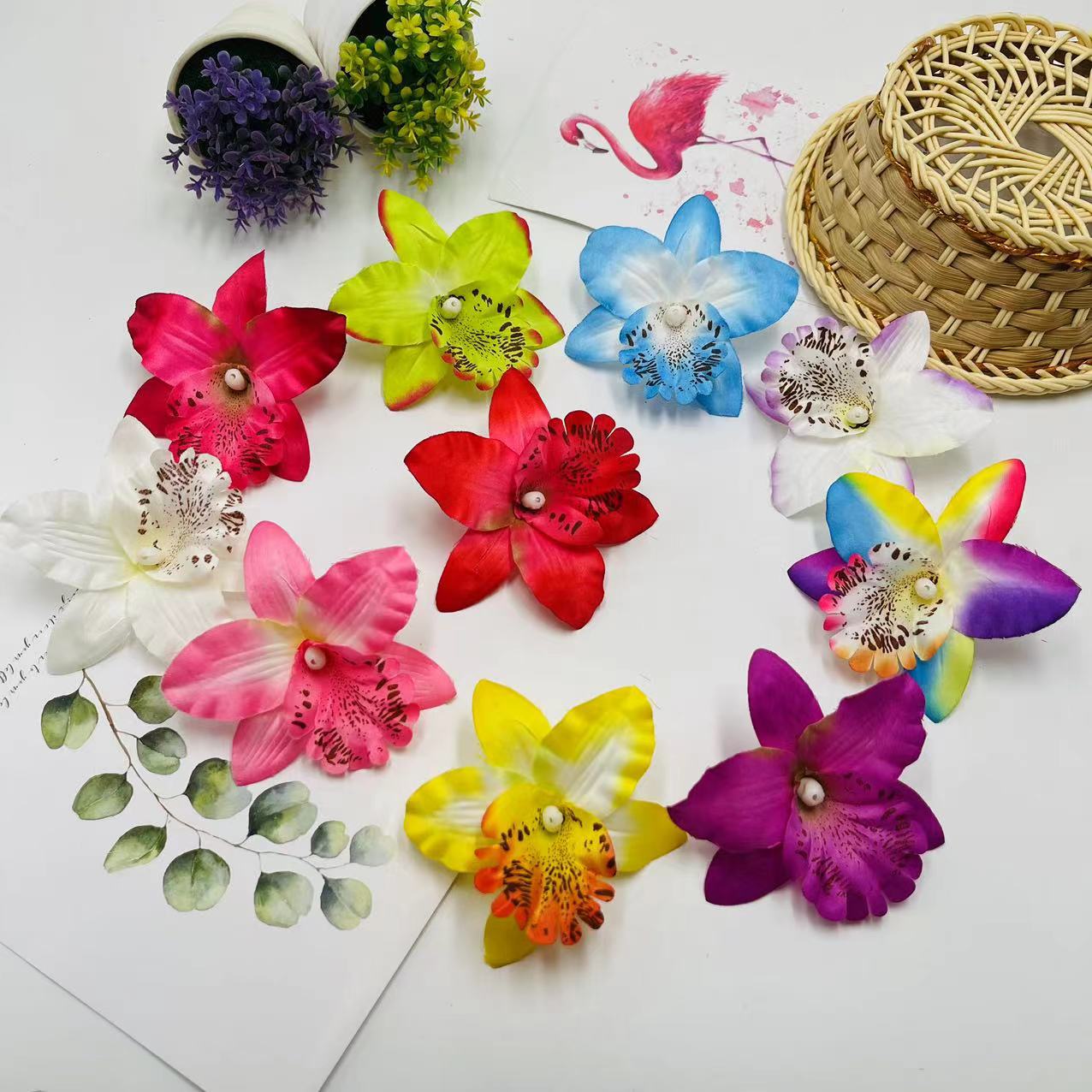 新款9cm泰国兰花发夹新娘伴娘婚礼盘发头花网红沙滩度假拍照头花