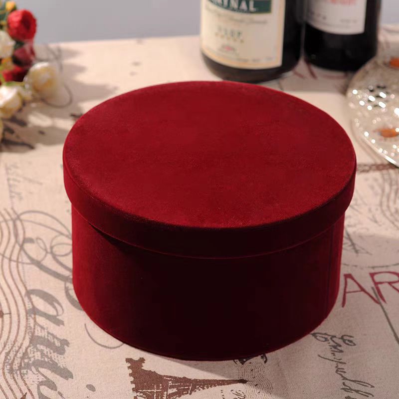 绒布圆桶商务伴手礼礼物盒生日 七夕女神包装礼盒 婚庆喜糖礼物盒