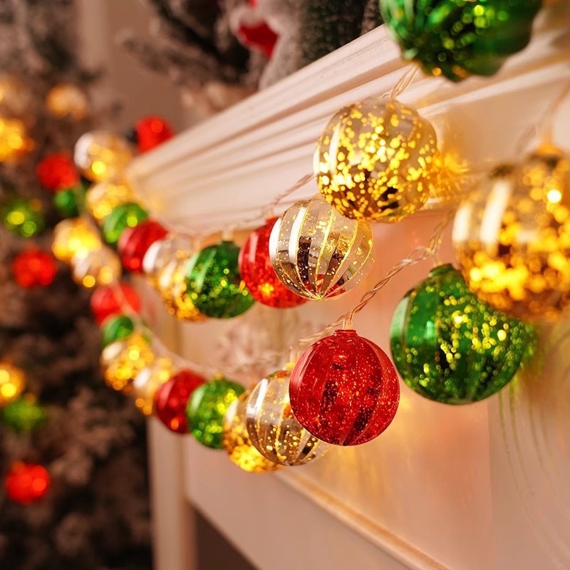 越境LEDソーラーライトストリング、屋外防水クリスマス電気メッキボールストリングライト、庭用超高輝度装飾インスムードライト|undefined