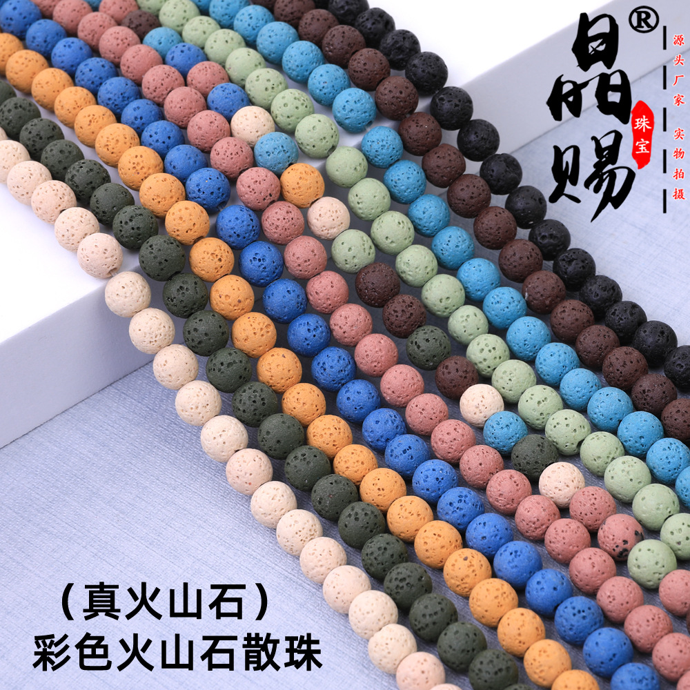 6A Grade Volcanic Stone Loose Beads, Tianrong Rock Natural Loose Beads, Semi-Finished Round Beads for DIY Jewelry Making & Wholesale Pricing