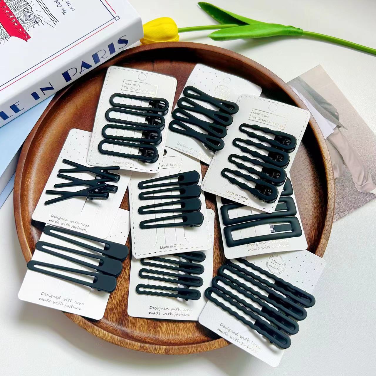 Clipe de pelo negro esmerilado simple nuevo clip de pelo sin marcas rotas silla clip de pelo de boca de pato clip de pelo accesorio clip de pelo lateral clip bb clip