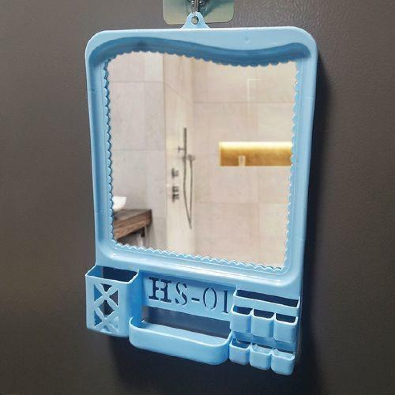 Nostalgic Old-Fashioned Chinese Retro Mirror Plastic Frame Punch-Free Bathroom Wall-Mounted Stall Glass Makeup Mirror