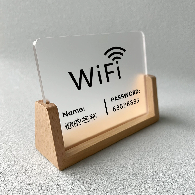 WiFi-знак с подсветкой, бесплатный беспроводной пароль, теплый акриловый знак, креативная наклейка для рабочего стола, вертикальный винный знак