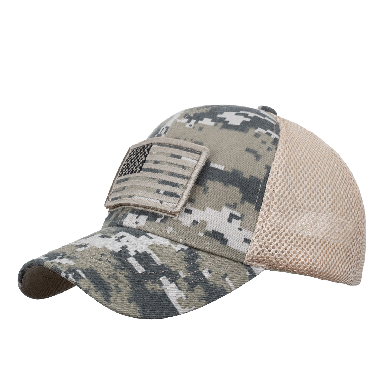 New Hat, American Flag Camouflage Sticker, Embroidered Baseball Cap, Net Cap, Men's Cap, Duck Tongue Cap, Cross-border B688_voghion.com