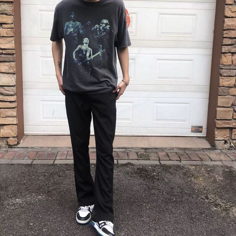 Margiela Style Flared Trousers High Street Casual Pants Kenijima Vibe Style Black Trousers for Men