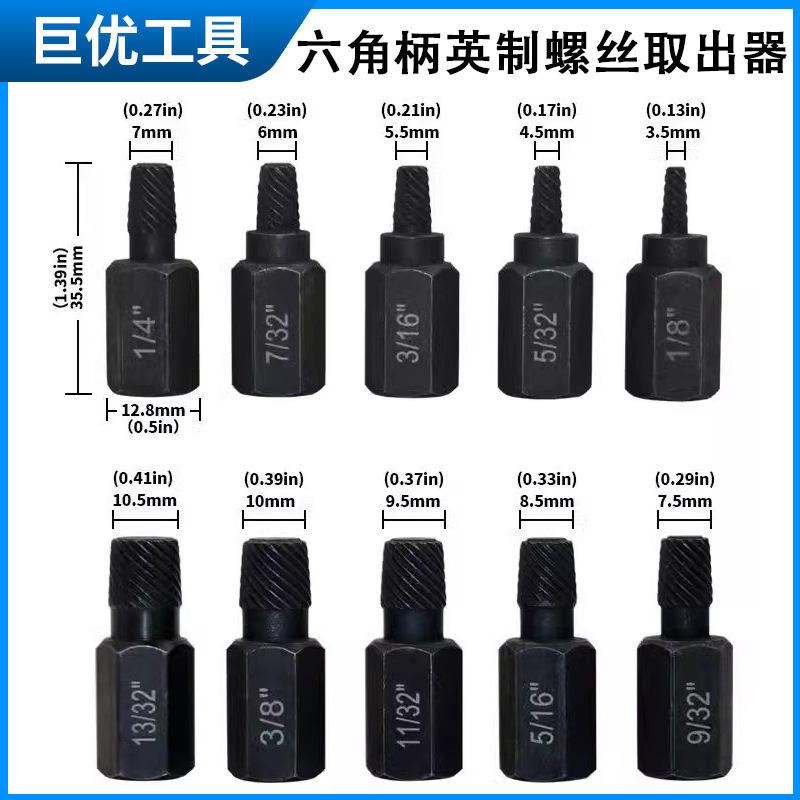 10PC断头螺丝取出器25件套螺母取出器断丝多花键破损滑丝螺帽拆除