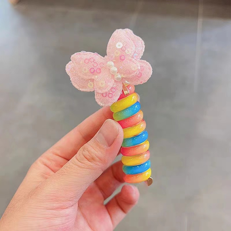 Línea telefónica de lazo de tela de perlas