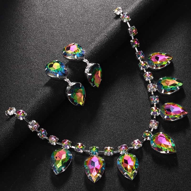 Europa y América simple gota de agua conjunto de joyería de moda de diamante de cerradura temperamento accesorios de mujer conjunto de joyería