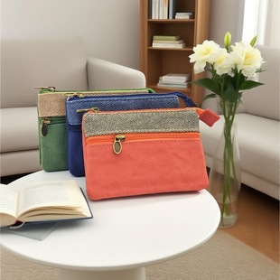 Batch Solid Color Cotton Multi-Layer Small Square Bag Coin Purse Card Bag Storage Bag Can Pack Simple Fashion Small Bag