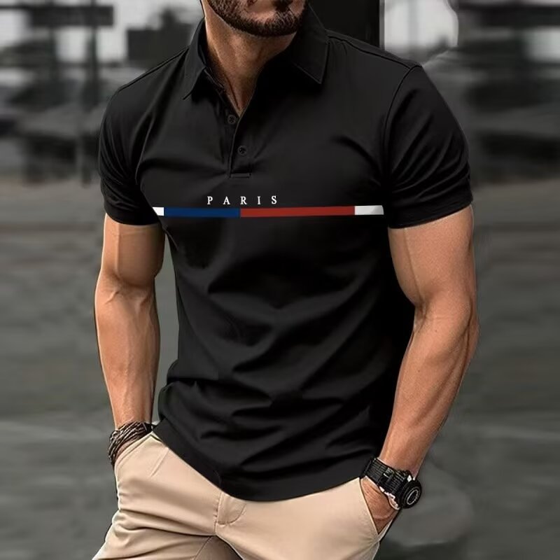 Kişi üçün yaylıq polo köynək, slim fit, qısaqol