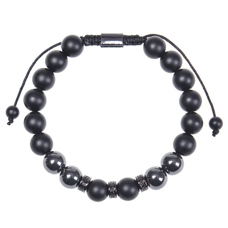 1 Piece Quantity Original Design Solid Color Natural Stone Copper Beaded Handmade Inlay Copper Men's Bracelets Men Beaded Bracelets