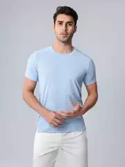Lulu Men's Sports Polo Shirt Summer Short-sleeved Quick-drying Clothes Breathable Round Neck T-shirt Fitness Running Training Clothing Trendy