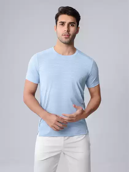 Lulu Men's Sports Polo Shirt Summer Short-sleeved Quick-drying Clothes Breathable Round Neck T-shirt Fitness Running Training Clothing Trendy