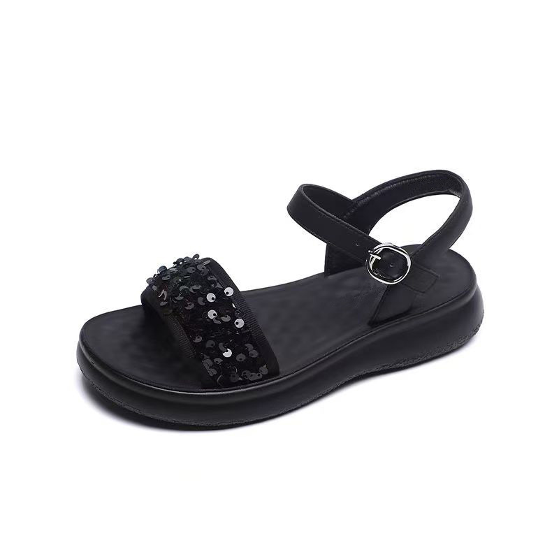 2026 verano nuevo estilo de chapa roja muffin fondo antideslizante sandalias para usar una sola ligera con zapatos de playa mujeres